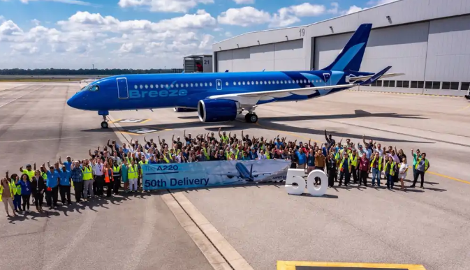 Airbus Delivers 50th A220 from Alabama Facility